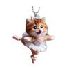 Christmas Tree Ornament Cartoon Cat Pendant with Lanyard Easy To Hang Decorative Acrylic Rearview Mirror Hanging Accessory