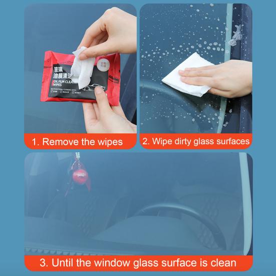 5 Pcs Car Glass Cleaning Wipes Portable Windshield Cleaner Wipes Multipurpose Oil Film Cleaning Wipes for Automotive Glass Home Windows Mirrors