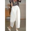 Women Summer Pants High Waist Wide Leg Retro Cropped Trousers Casual Loose Baggy Cotton Linen Pants for Women Bottoms