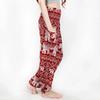 Hippie Chic, Lounge Pants, Elephant Print, One Size with Drawstring, Unisex Model. Red.
