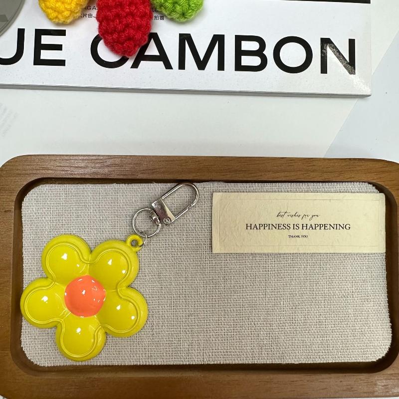 Trendy Candy Color Flower Keychain Sweet Cute Floral Keyring Phone Lanyard Key Holder Bag Pendant Couple Gifts