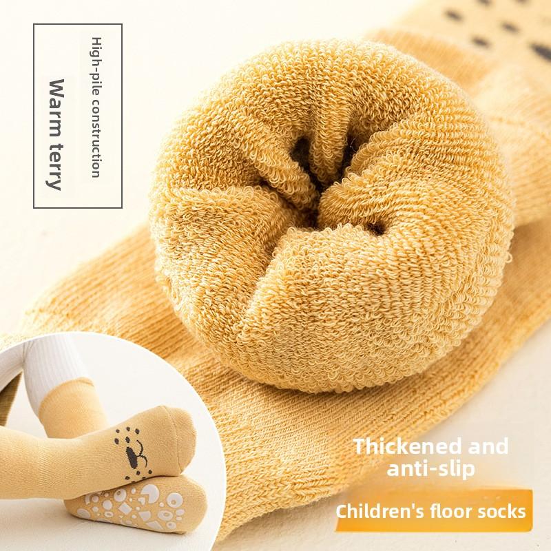 Autumn Winter Terry Thickened Baby Floor Socks A-Class Non-Slip Newborn Toddler Walking Socks for Baby Boys Girls