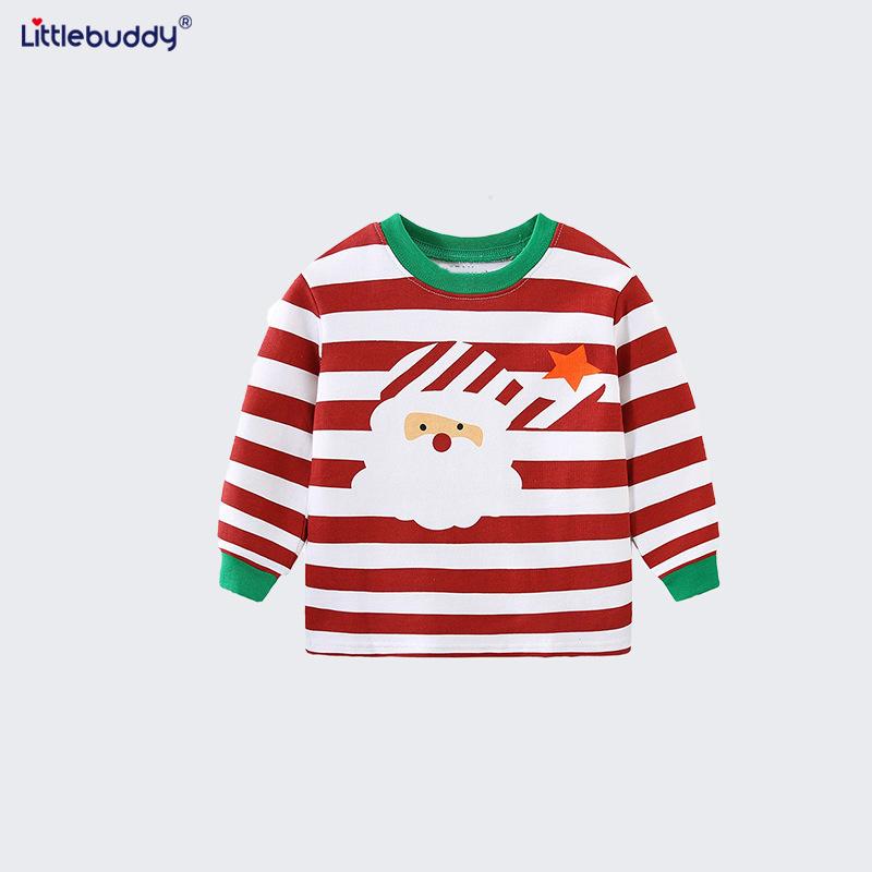 2025 Girls Christmas Santa Cotton Pajama Set Long Sleeve Crew Neck Thermal Underwear Kids Lounge Wear
