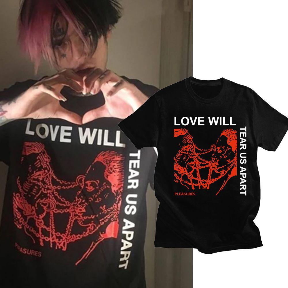 Чистый хлопок LIL PEEP Модный принт Свободная футболка с круглым вырезом и короткими рукавами Универсальная повседневная футболка для мужчин и женщин - Мужская S...