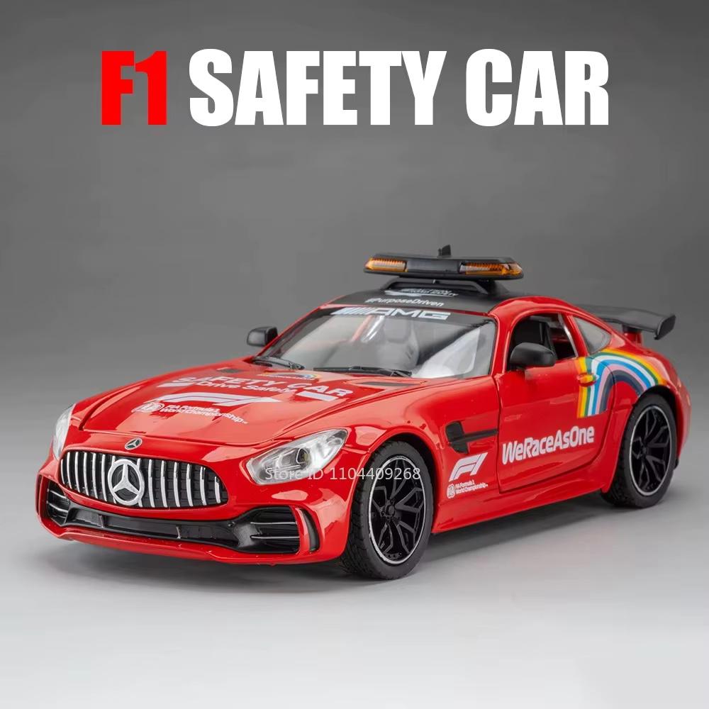 1:24 SLS GTR F1 Safety Sports Car Model Toy Alloy Diecast Sound Light Doors Opened Miniature Vehicle Models Collection Gifts