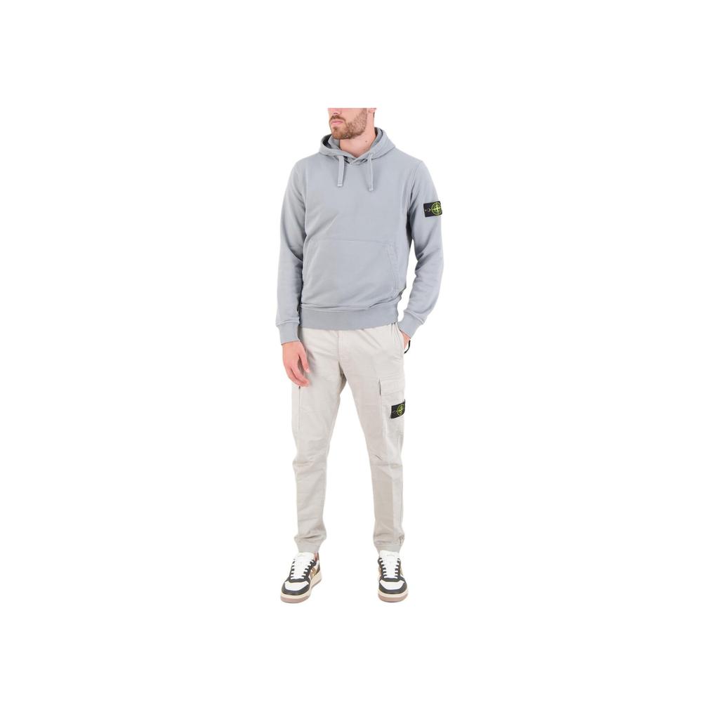 STONE ISLAND Логотип Бейдж Облегающий Худи с длинным рукавом Мужская толстовка Серо-зеленый 811564151-V0066