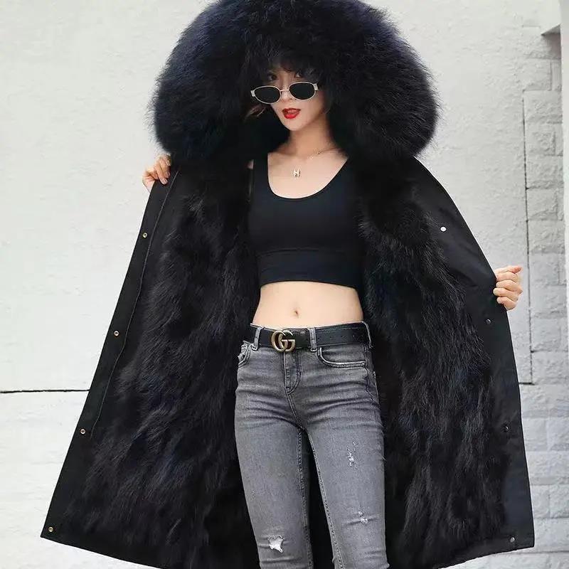 Pai Overcome Women's Fur One-piece Liner Detachable Winter Jacket Plus Velvet Thickening Anti-season Imitation Fur Coat