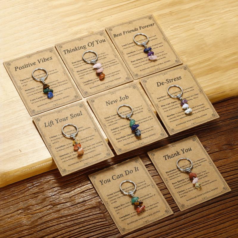 1 Piece Handmade Red Agate Card Combination Pendant Keyring Natural Stone Beads String Keychain Gifts