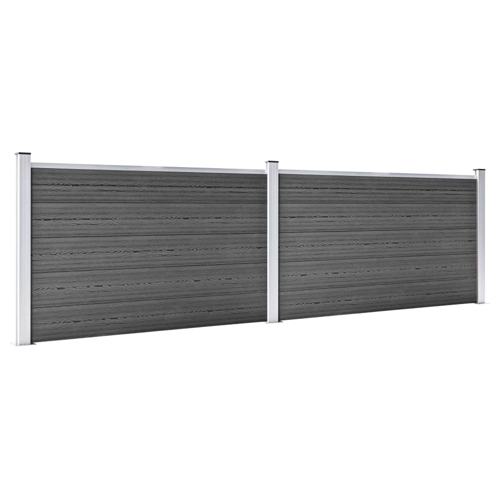 WPC Fence Panel Set 353 x 105 cm Black