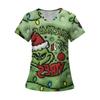 Women's Fashion Printed Short Sleeve V Neck Pattern Tops Pocket Working T-shirts