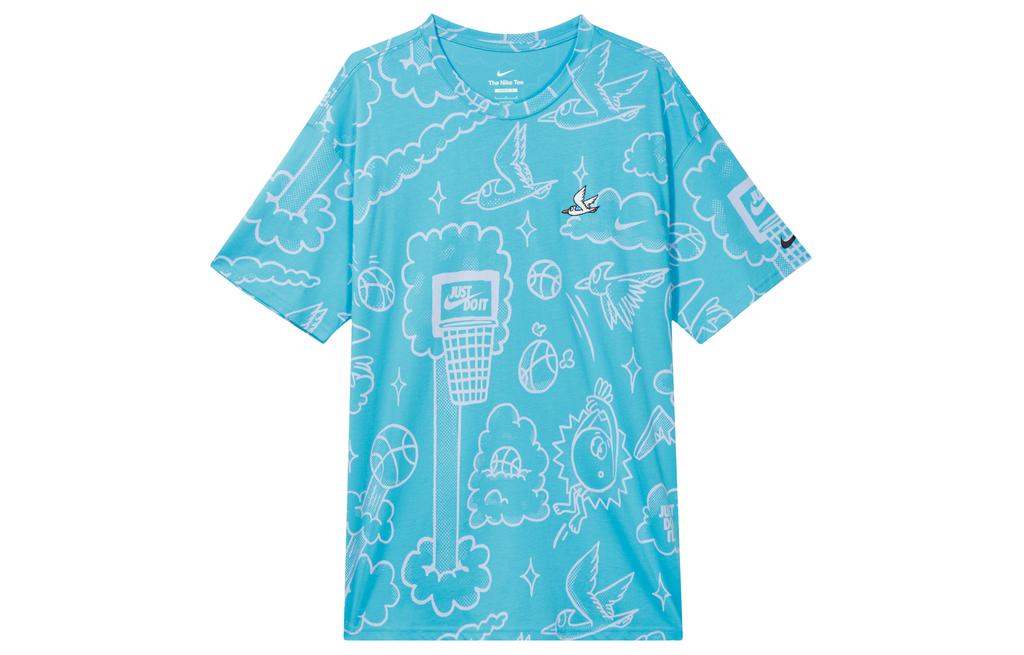 Nike T Shirts Men's Blue Crew Neck Moderate Straight Fit DZ2699-416