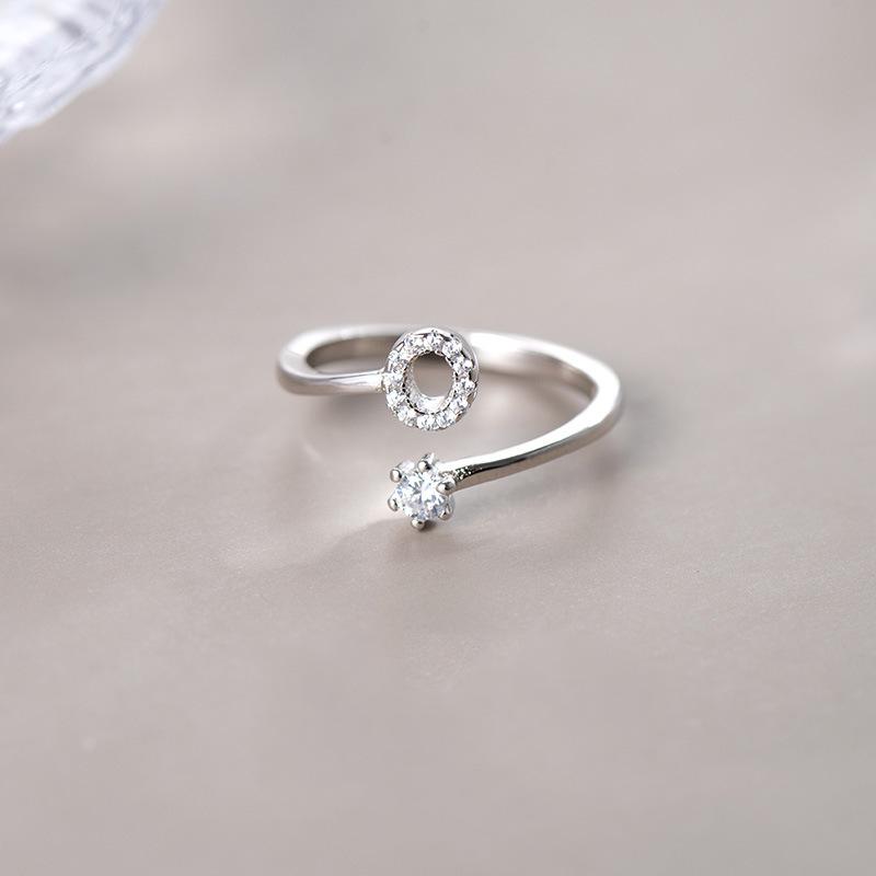 Hot Sale Adjustable Fashion 26 Letters Ring 925 Sterling Silver Jewelry For Women Gift