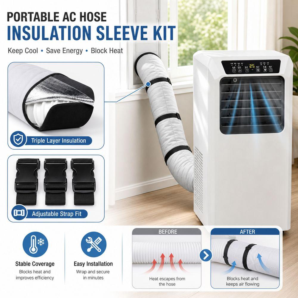Adjustable Straps Air Conditioner Hose Cover Portable Exhaust Hose Cover Indoor Cooling