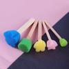5Pcs Sponge Stamp Stick DIY Painting Stencil Wooden Handle Easy To Clean Different Size Kids DIY Painting Stencils Arts Tool