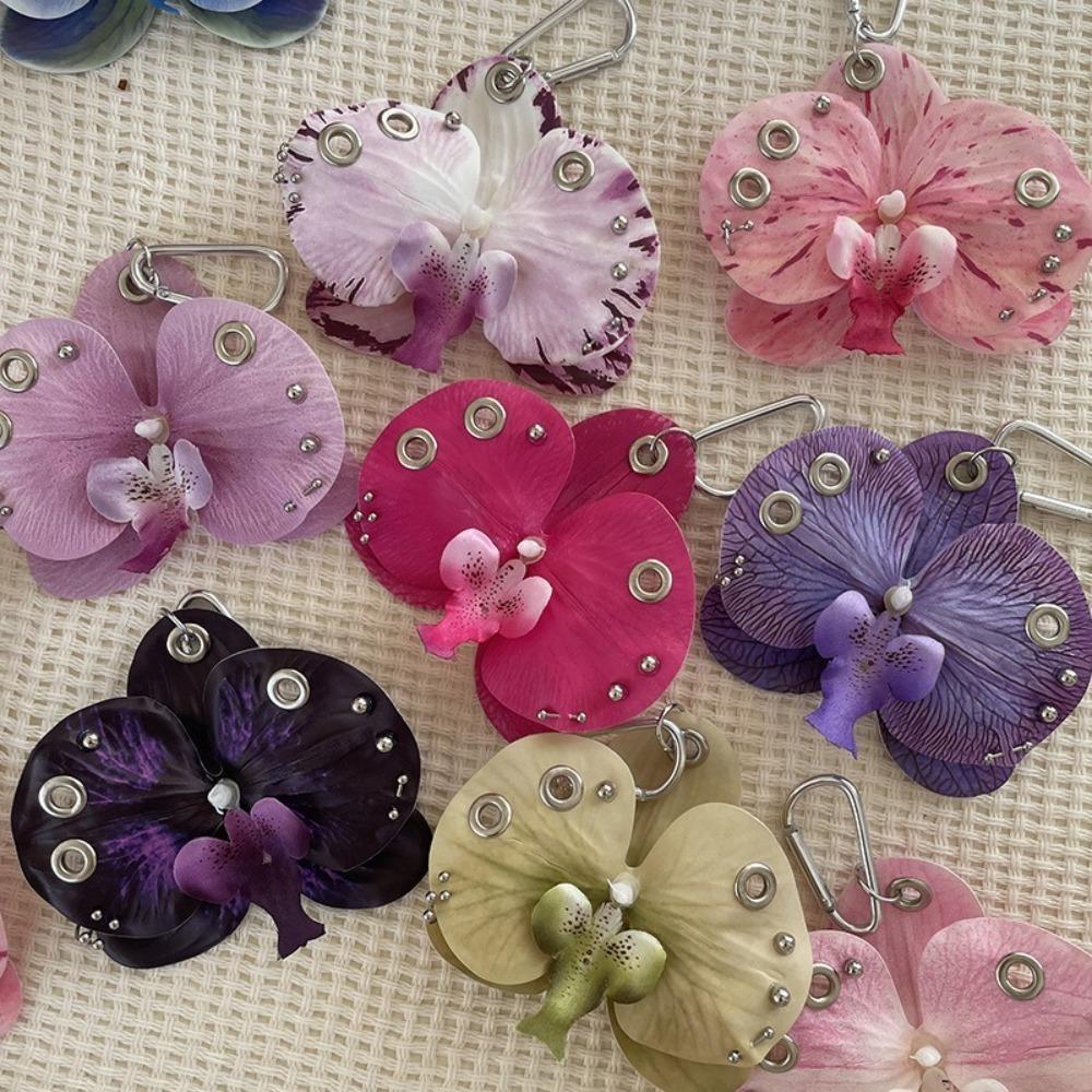 Backpack Decoration Orchid Lily Keychain Colorful Backpack Hangings Decor Flower Bag Pendant