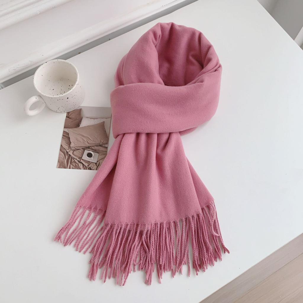 34 цвета, зима 2024, новый высококачественный искусственный кашемировый кисточкой однотонный шарф для женщин, универсальный темпераментный платок-шарф