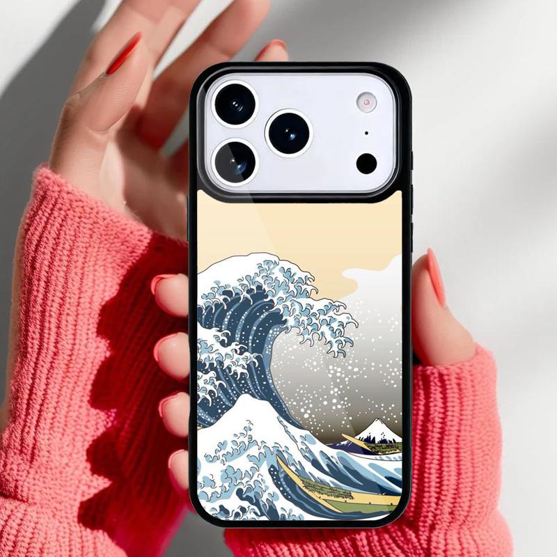 Мультяшный Милый Стильный Чехол с Волнами для iPhone 17 16 15 14 13 Pro Max Задняя Крышка для 12 11 Pro Coque