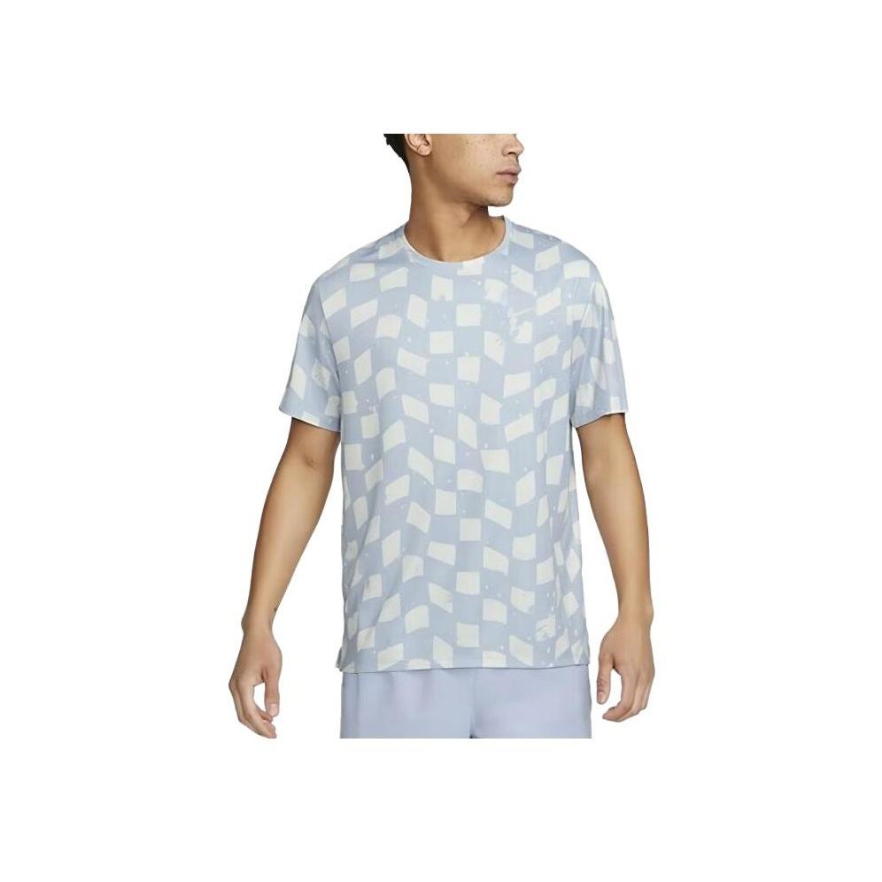 Nike Пуловер с круглым вырезом и принтом Dri-FIT, футболка с короткими рукавами, мужские топы, голубой DX0871-479
