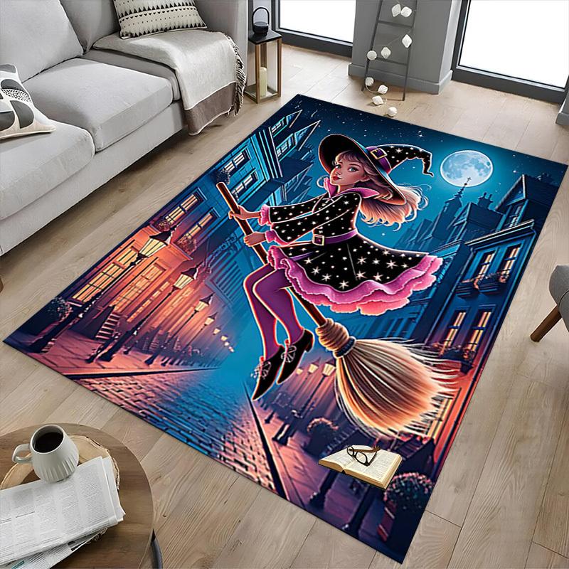1PC witch broomstick Non-Slip Floor Carpet Compatible for Office&Living Room&Bedroom&Dining room - Flat-Weave Machine-W296