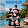 Custom Name K-pop Stars Friends Beach Towel Microfiber Beach Towel, Lightweight and Quick-Dry, for Summer Travel, Swimming Pool Gift