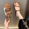 Новые летние женские тапочки с застежкой-молнией 2024 года, модные элегантные шлепанцы с узкой пряжкой и плоской подошвой, элегантные женские сандалии для вечеринок и пляжа