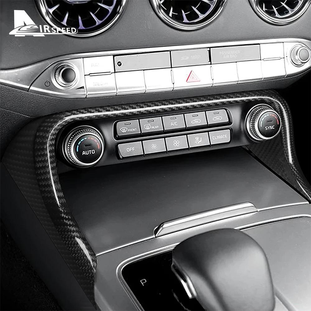 Real Hard Carbon Fiber Cover For Kia Stinger 2018 2019 2020 2021 2022 2023 LHD Car Central AC Frame Interior Trim Accessories