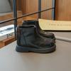 New Children Platform Ankle Boots Solid Color Causal Girls Spring Autumn Leather Boots Fashion Versatile Kids Black Short Boots