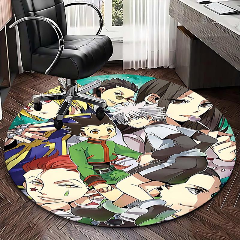 1 шт. Круглый ковер с персонажами аниме Hunter x Hunter - Коврик под офисное кресло, Нескользящий ковер для домашнего декора, Гостиной