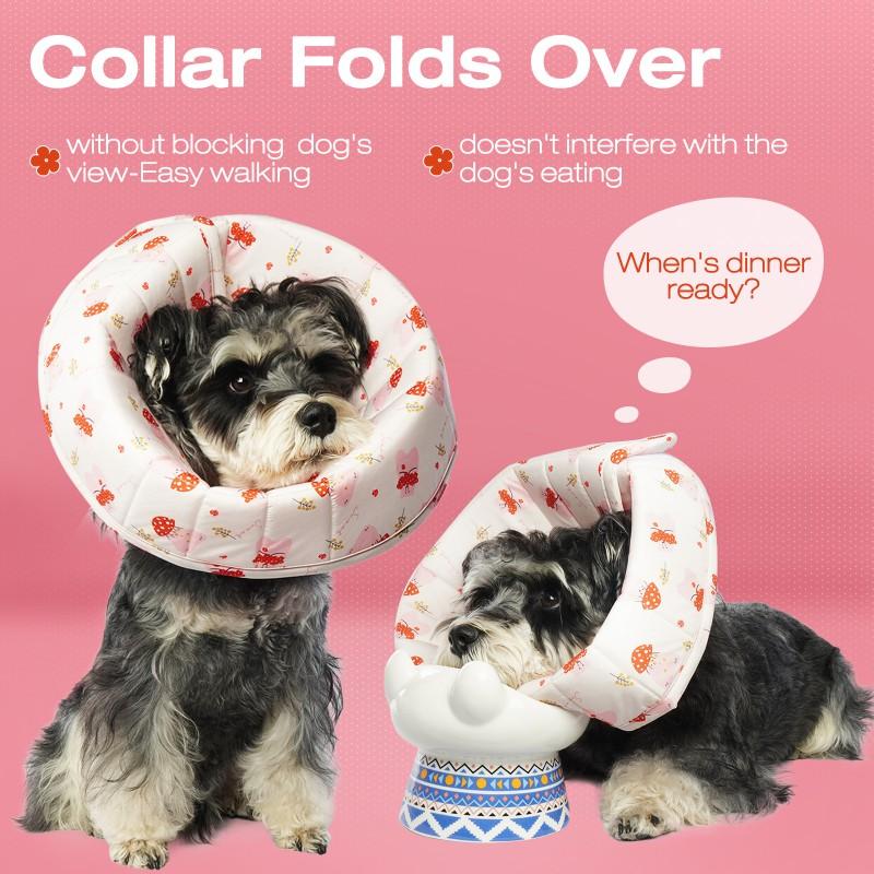 Pet Recovery Collar Cats Dogs Anti-Lick Bite Protection Elizabethan Cone Floral White PP Material S Size British