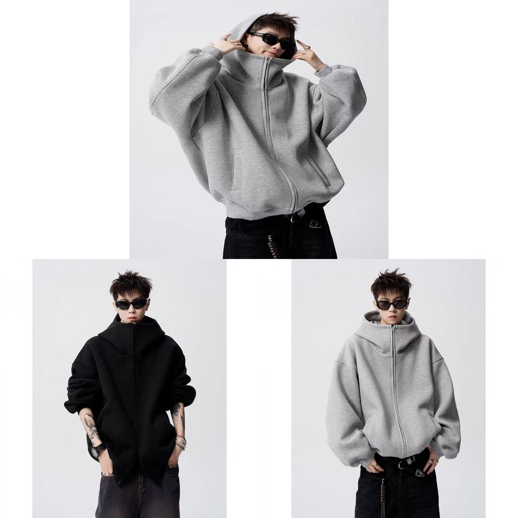 College Style Hooded Zipper Jacket For Men With Cotton Blend Fabric Casual Streetwear Teenagers