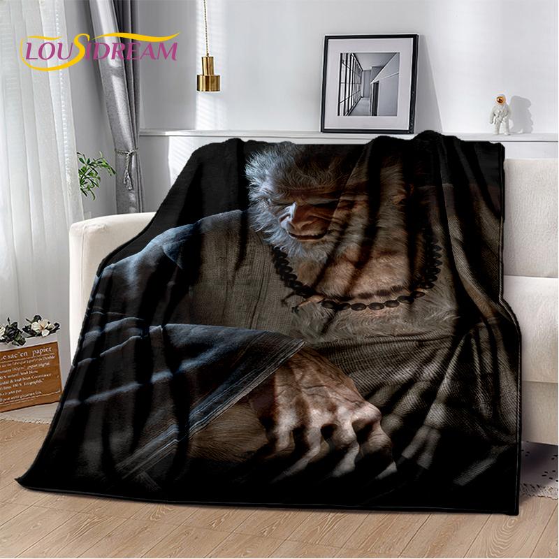 3D Black Myth Wukong Monkey King Cartoon Game Soft Blankets,Throw Blanket Comfortable Blanket for Picnic Beds Sofa Home Bedroom