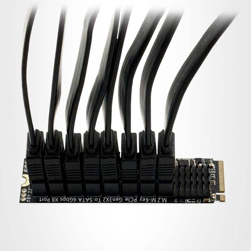 M.2 NVME PCIE to SATA3.0 6Gbps 6 Port Expansion Card Hard Drive Extended PCIE Adapter Card For Monitoring