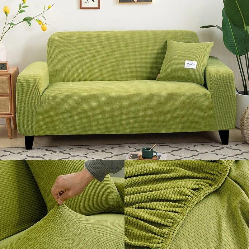 Jacquard Thick Sofa Covers for Living Room Plain Couch Cover Corner L Shape Chaise Longue Sofa Slipcovers Solid Color 1PC