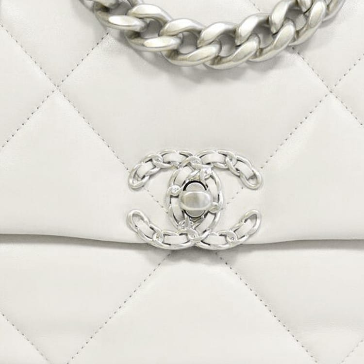 CHANEL 19Bag Lambskin Shoulder Bag, Crossbody Bag Medium Women's White AS1161-B07327-10601