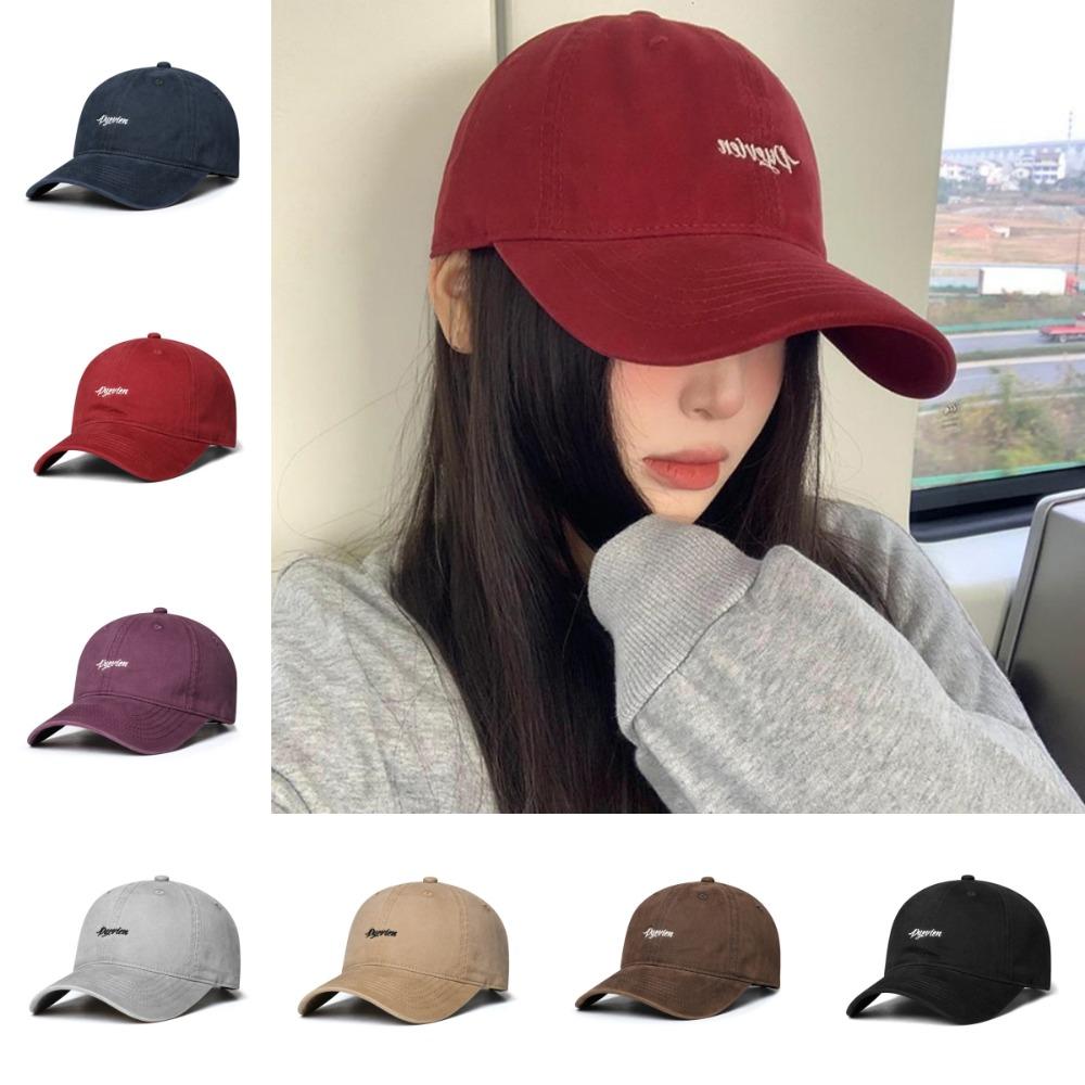 Sunscreen Embroidered Letter Cap Korean Style Cotton Hat Fashion Baseball Cap Girls