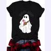 Women's Summer Ghost Pattern Short Sleeve Halloween T-Shirt