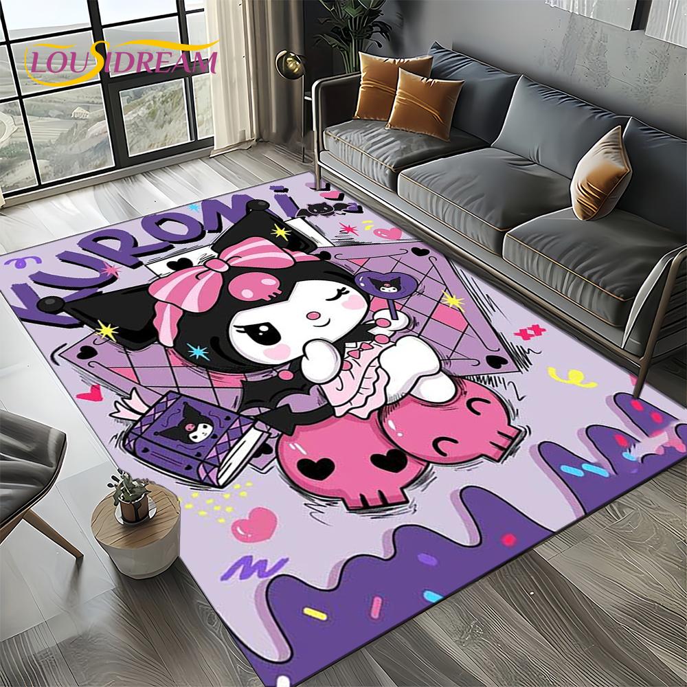 27 Style Cute Kuromi Cartoon Sanrio Carpet Rug for Bedroom Living Room Home Sofa Decoration,kids Large Decor Floor Mat Gift Girl