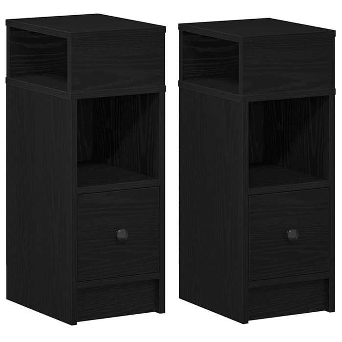 VidaXL Tables de chevet 2 pcs avec tiroir noir 25x31x66 cm, table d'appoint, armoire de lit, table d'appoint pour la 858617