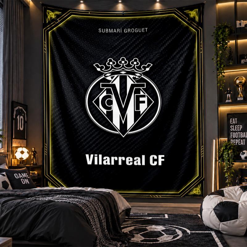Wall Hanging Tapestry Villarreal FC Print Cloth for Living Room Bedroom Home Decor