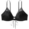 Black Label Sexy Lace Tie Front Closure Triangle Cup Bra Women Underwear Space-Black QF7160-UB1