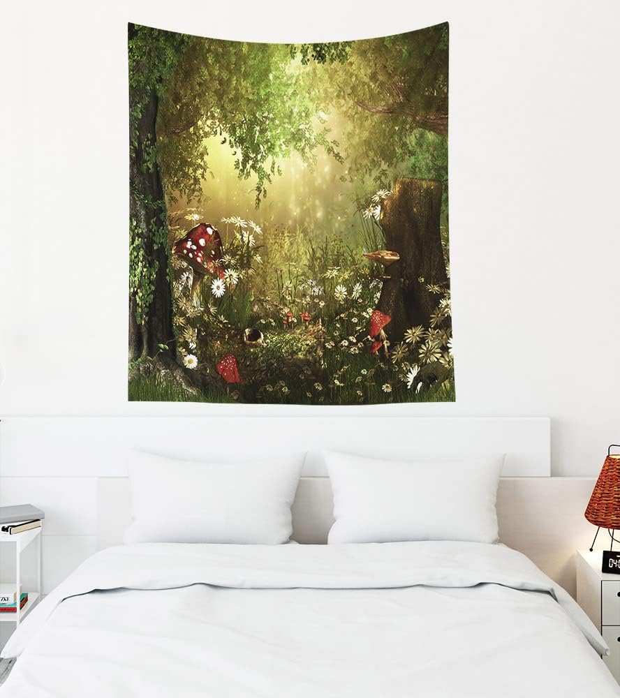 VIKAMA Blue Mist Pine Forest Natural Style Wall Art Hanging Cloth Forest Inspired Tapestry Bohemian Decorative Hanging Cloth
