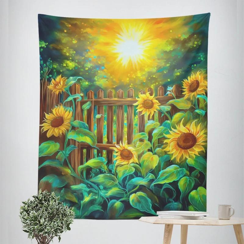 Декоративный гобелен с рисунком подсолнуха, украшение для дома, офис, гостиная, гобелен