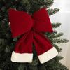 Christmas Bow Decoration Velvet Red Bow Knot Baubles Hanging Ornaments Diy Xmas Trees Pendant For Holiday Home Party Decorations