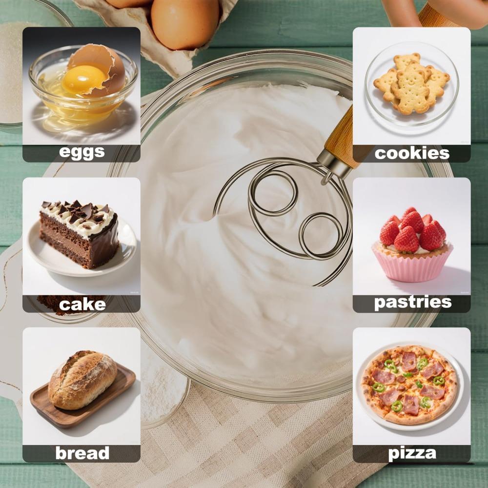 1 шт. Венчик для теста Деревянная ручка Кольцо из нержавеющей стали Торт Пицца Выпечка Печенье Дрожжи Выпечка Тестомешалка Принадлежности для выпечки
