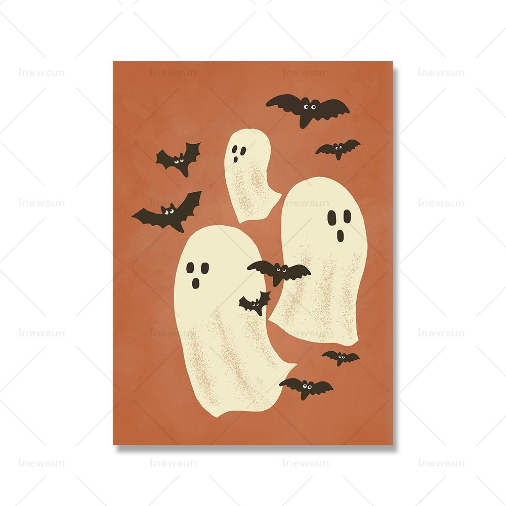 Винтажная настенная живопись на Хэллоуин, холст, картина в стиле ретро, постер с домом с привидениями и принты, забавные настенные картины для гостиной, декор для детской комнаты