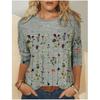 New Women's Round Neck T-shirt Long Sleeved Top with Floral Print Patterns Fashionable and Trendy Women's T-shirt Top for Autumn