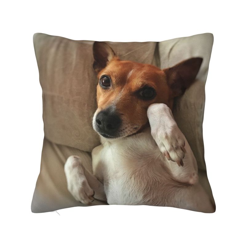 Милая наволочка на подушку с джек-рассел-терьером 40х40 см Мягкая декоративная подушка с домашним питомцем-собакой для автомобиля Квадратная наволочка Украшение для гостиной