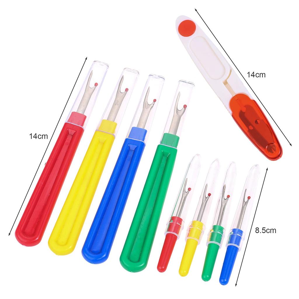 Hicello Thread Trimming Seam Thread Sewing Craft Embroidery Sewing 9 Piece Plastic Safety Cap Included Scissors, Ripper, Cutting, Tools, Supplies,