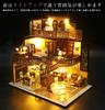 moin moin Dollhouse Miniature DIY Handmade Kit Set Instruction Beautiful Curved European Style Pavilion Where the Cub Lives LED Light Acrylic Case