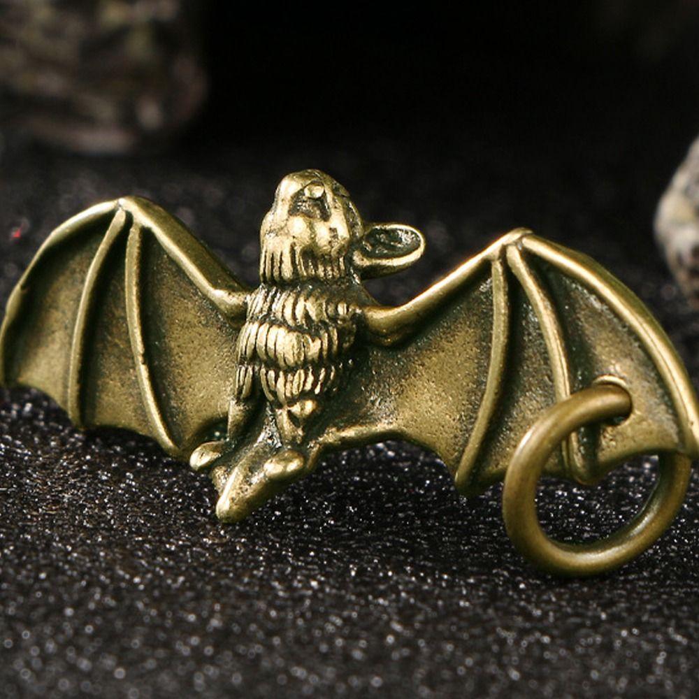 Украшение в виде летучей мыши, ретро-статуэтки летучей мыши из латуни, милая статуэтка летучей мыши из меди, ручная работа, изысканная мини-скульптура летучей мыши, сумка для ключей от машины